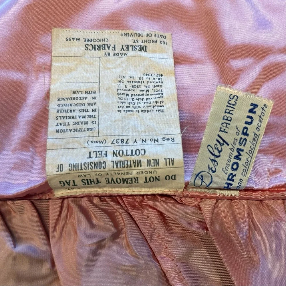 VTG 50s MCM Hollywood Regency Pink Quilted Top Ruffle Sides TWIN Bedspread Sham